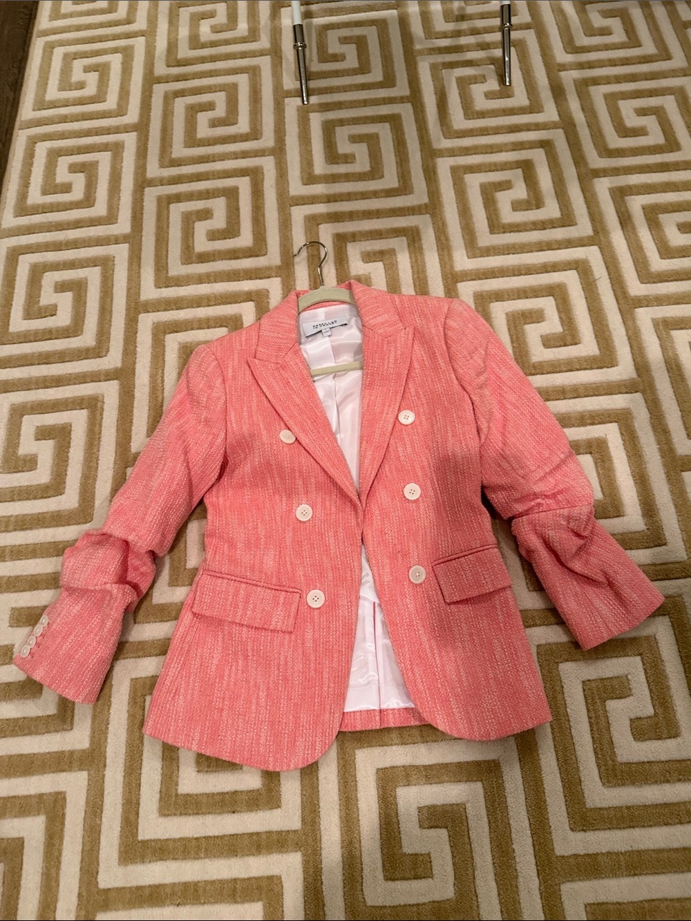 10 Crosby Derek Lam Coral Pink Double-Breasted Blazer